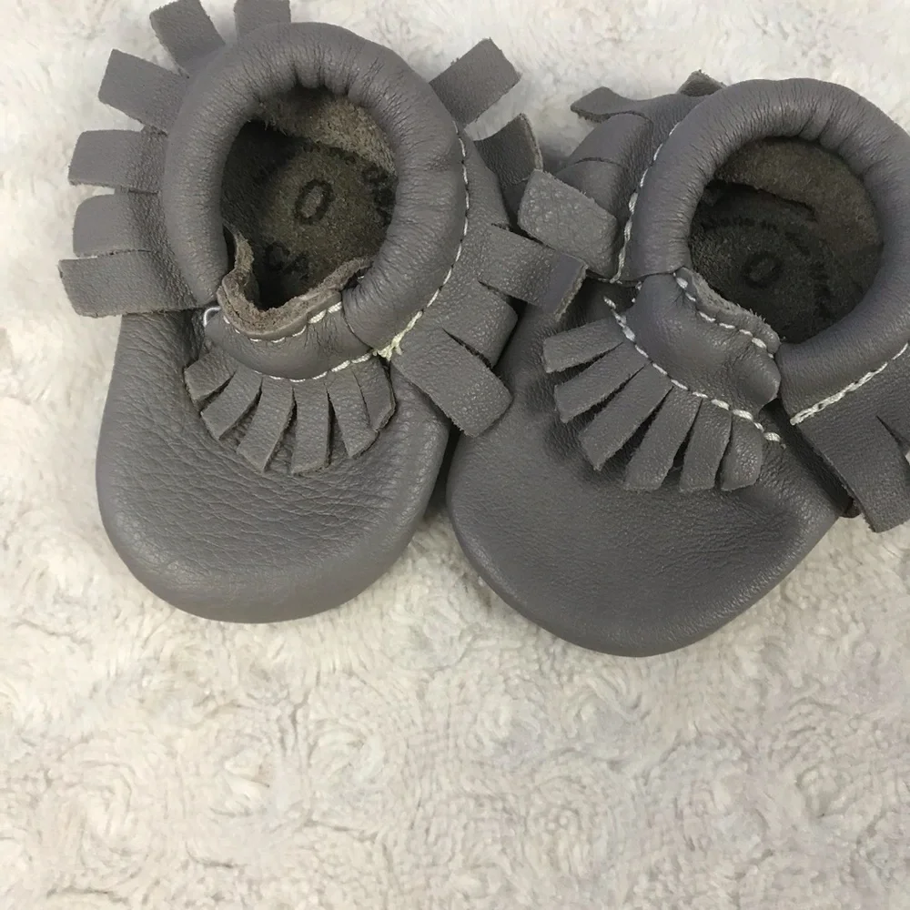 Freshly Picked Gray Baby Moccasins Fringe Size 0